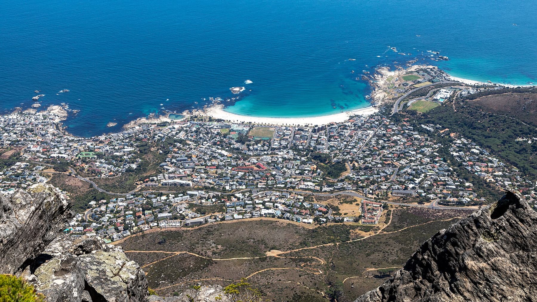 Camps Bay and the Atlantic seaboard below Table Mountain