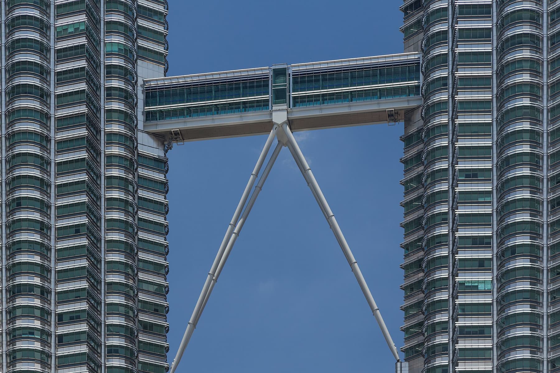 The Petronas Towers skybridge seen from below
