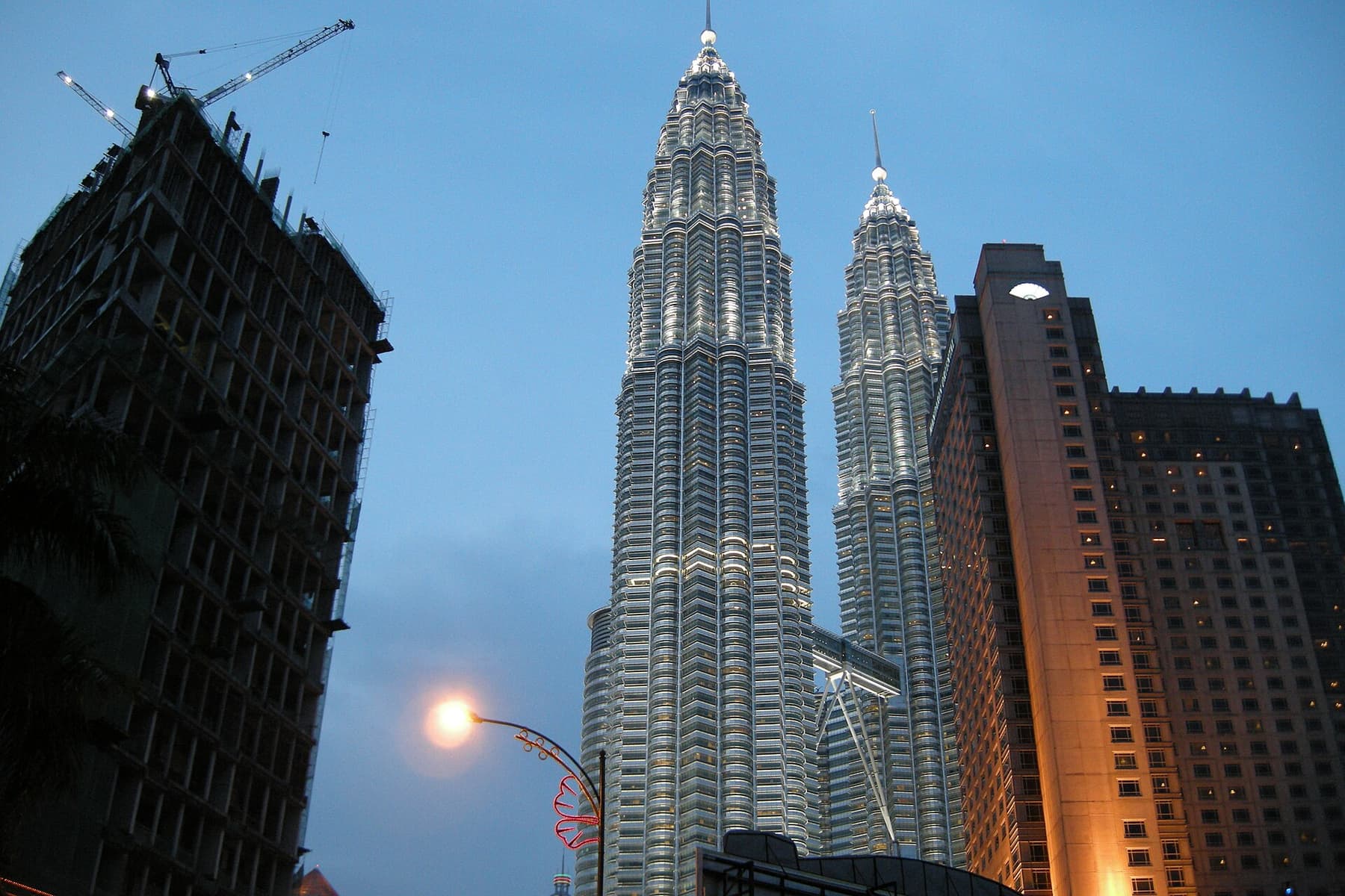 The Petronas Twin Towers rising above Kuala Lumpur