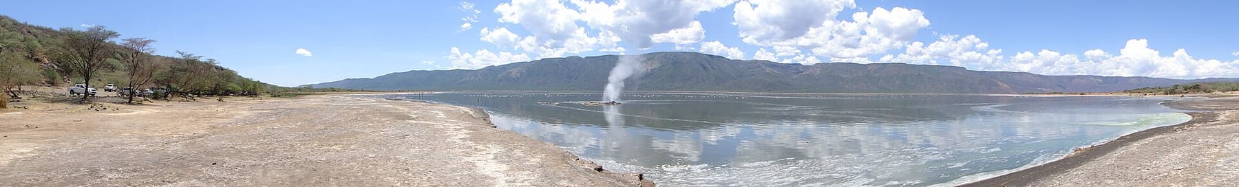 Steam rising from the hot springs at Lake Bogoria
