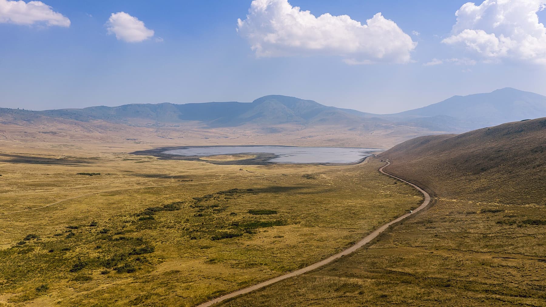 Aerial view over the Ngorongoro volcanic highlands